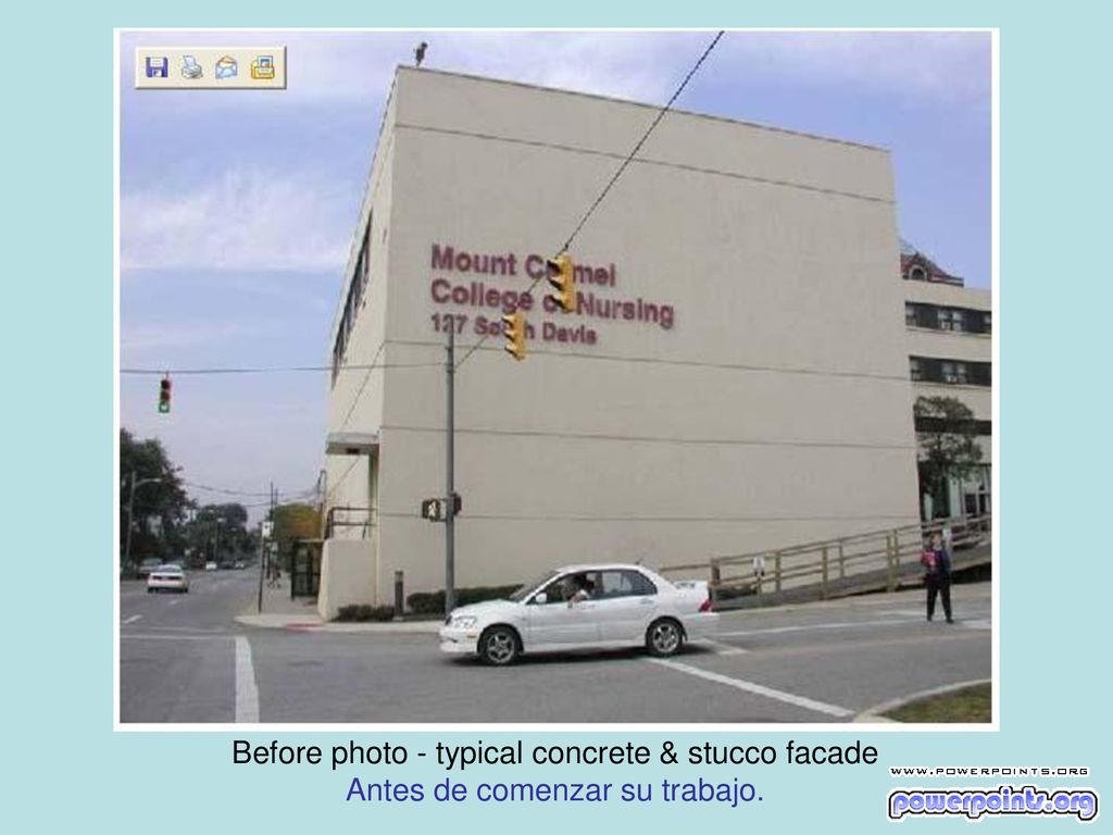Before photo - typical concrete & stucco facade