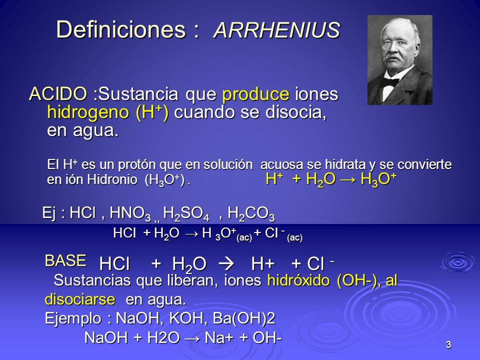 Definiciones : ARRHENIUS