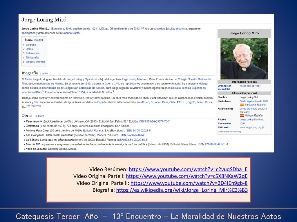 Catequesis Tercer Año - 13º Encuentro – La Moralidad de Nuestros Actos