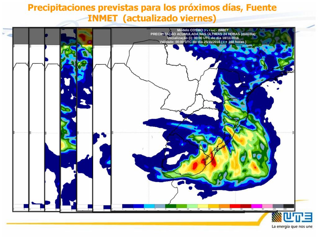 Precipitaciones previstas para los próximos días, Fuente INMET (actualizado viernes)