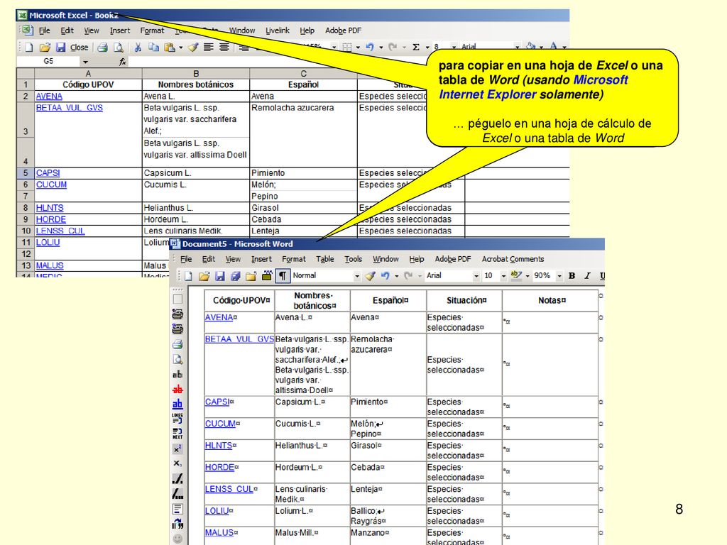… péguelo en una hoja de cálculo de Excel o una tabla de Word