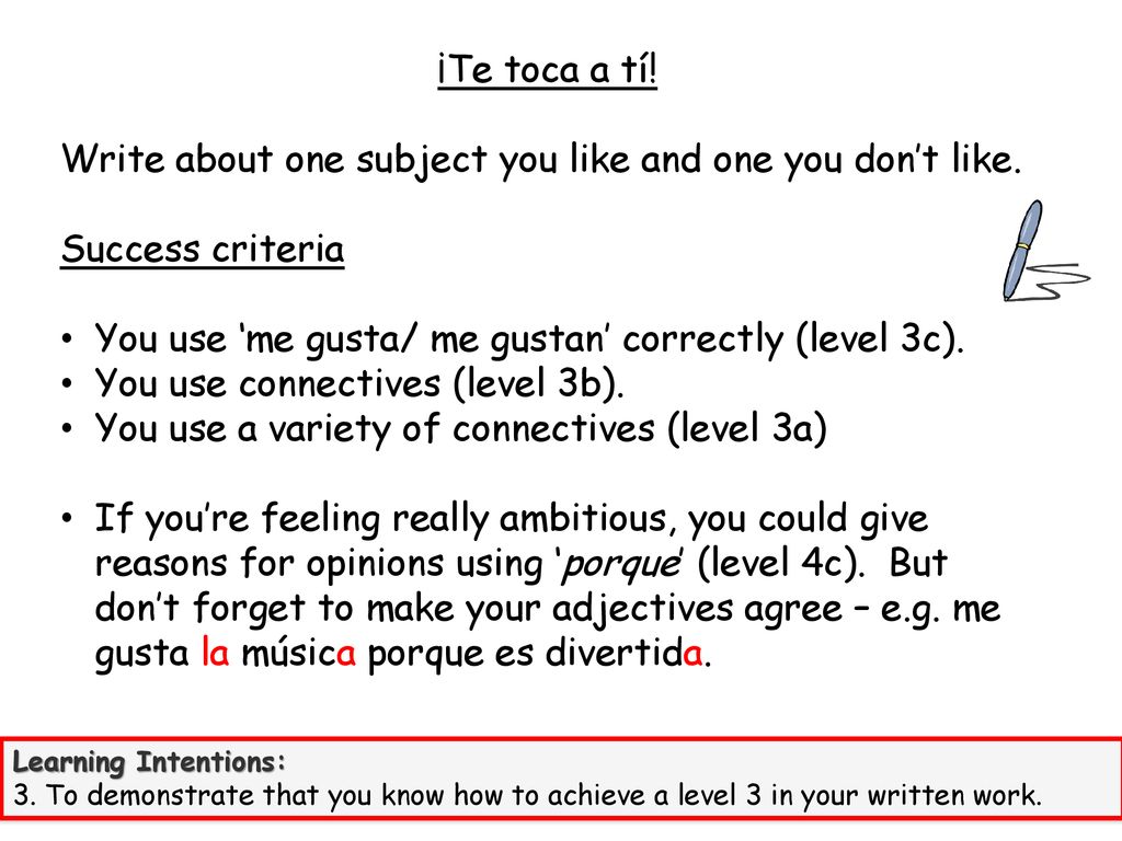 Write about one subject you like and one you don’t like.