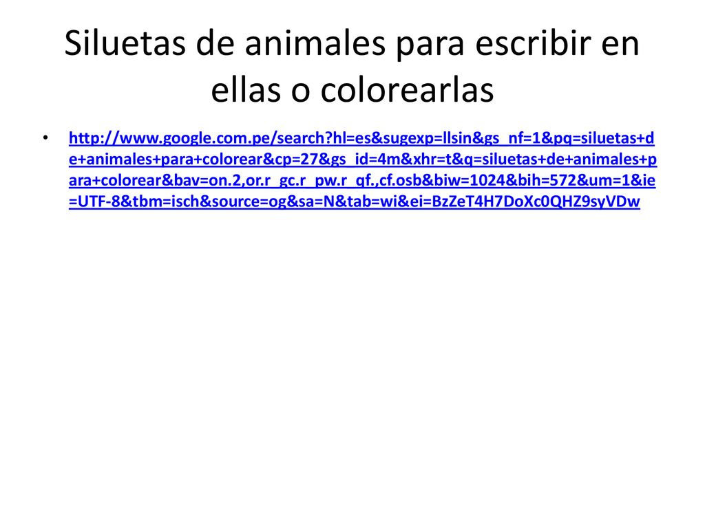 Siluetas de animales para escribir en ellas o colorearlas