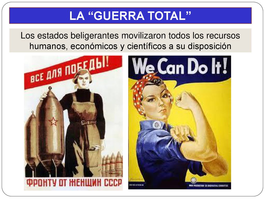 LA GUERRA TOTAL Los estados beligerantes movilizaron todos los recursos humanos, económicos y científicos a su disposición.