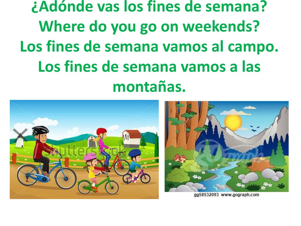 ¿Adónde vas los fines de semana. Where do you go on weekends