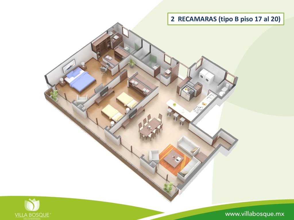2 RECAMARAS (tipo B piso 17 al 20)