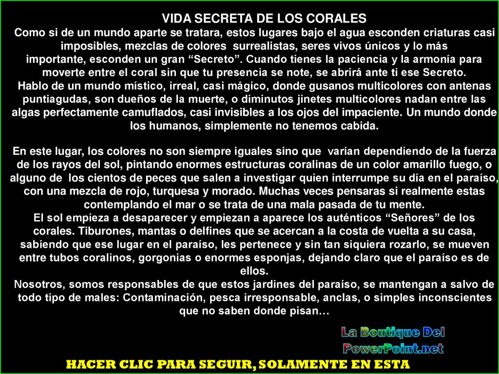 LA VIDA SECRETA DE LOS CORALES La Boutique Del PowerPoint.net