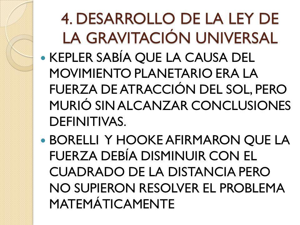 4. DESARROLLO DE LA LEY DE LA GRAVITACIÓN UNIVERSAL