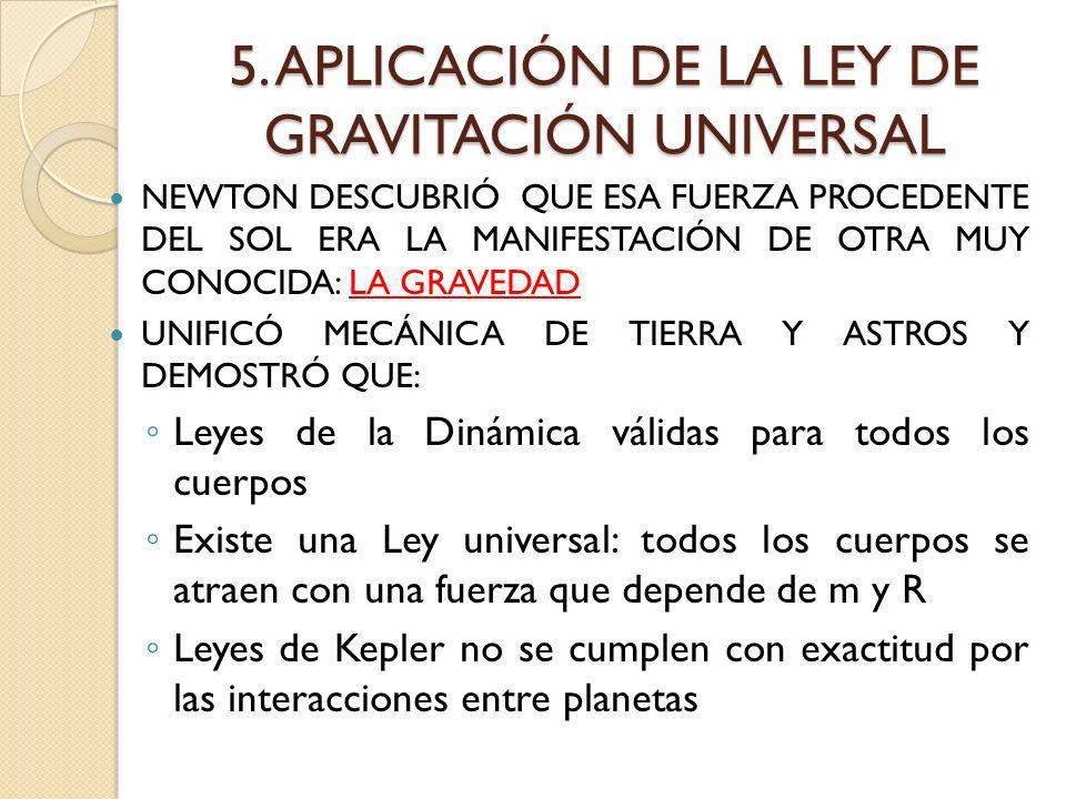 5. APLICACIÓN DE LA LEY DE GRAVITACIÓN UNIVERSAL