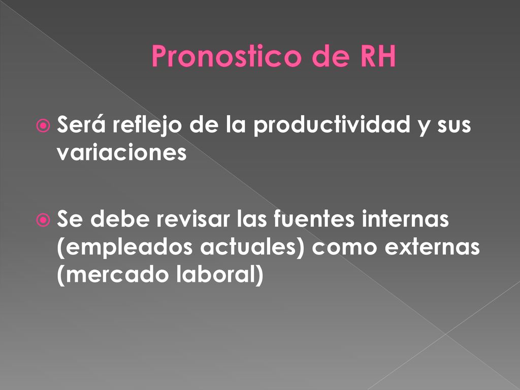 Pronostico de RH Será reflejo de la productividad y sus variaciones