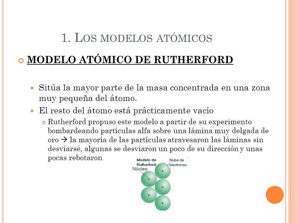 1. Los modelos atómicos MODELO ATÓMICO DE RUTHERFORD
