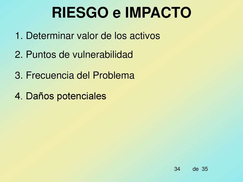 RIESGO e IMPACTO 1. Determinar valor de los activos