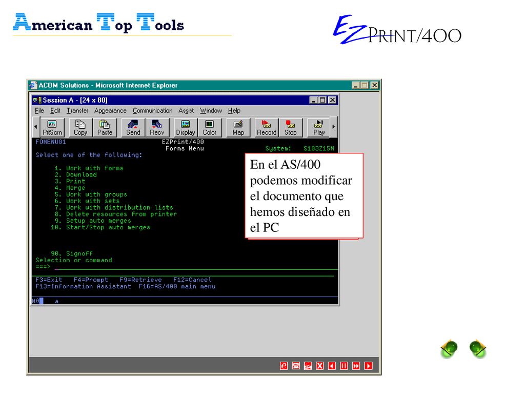 En el AS/400 podemos modificar el documento que hemos diseñado en el PC