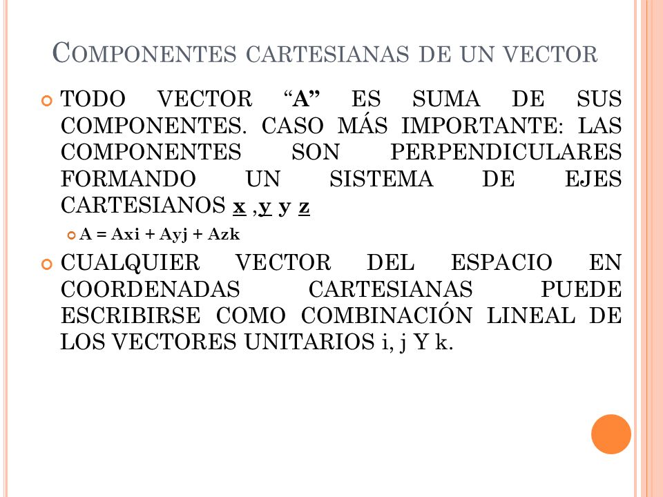 Componentes cartesianas de un vector