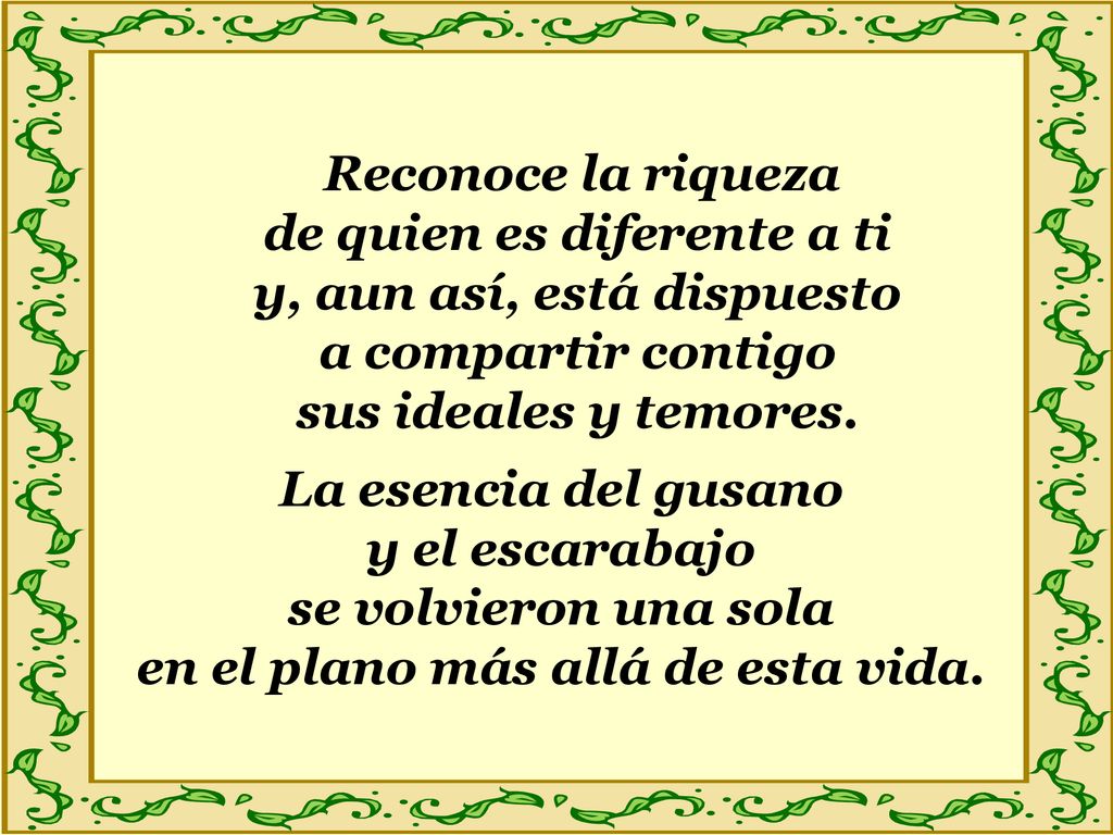 Reconoce la riqueza de quien es diferente a ti y, aun así, está dispuesto a compartir contigo sus ideales y temores.