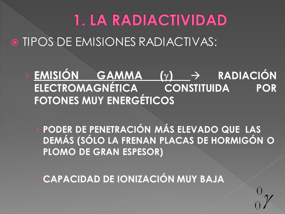 1. LA RADIACTIVIDAD TIPOS DE EMISIONES RADIACTIVAS: