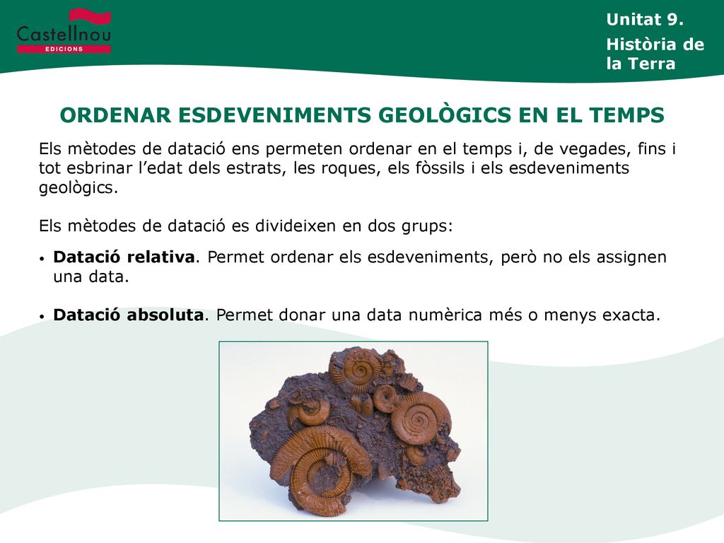 ORDENAR ESDEVENIMENTS GEOLÒGICS EN EL TEMPS