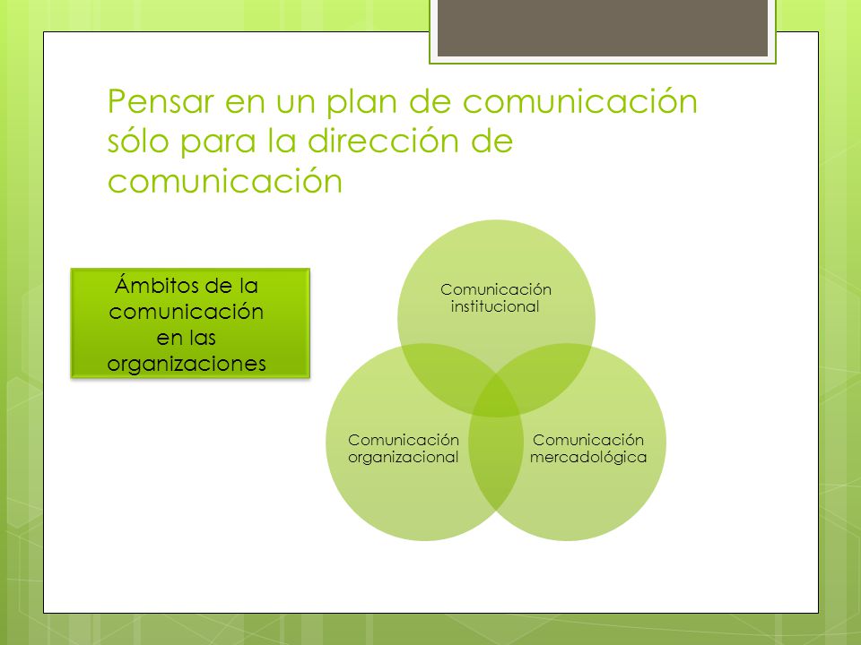 Pensar en un plan de comunicación sólo para la dirección de comunicación