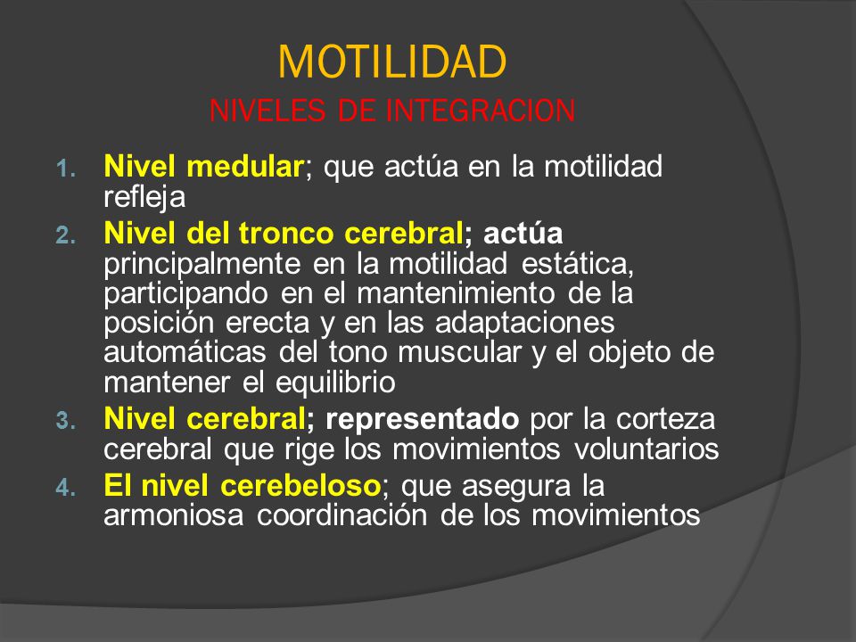 MOTILIDAD NIVELES DE INTEGRACION