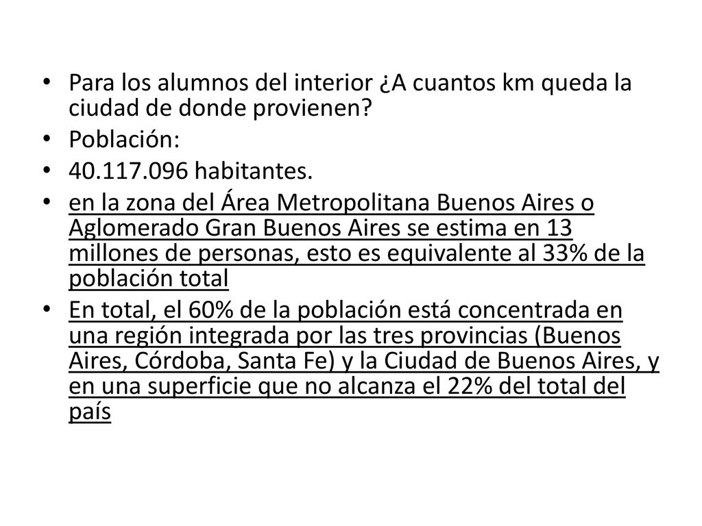 Para los alumnos del interior ¿A cuantos km queda la ciudad de donde provienen