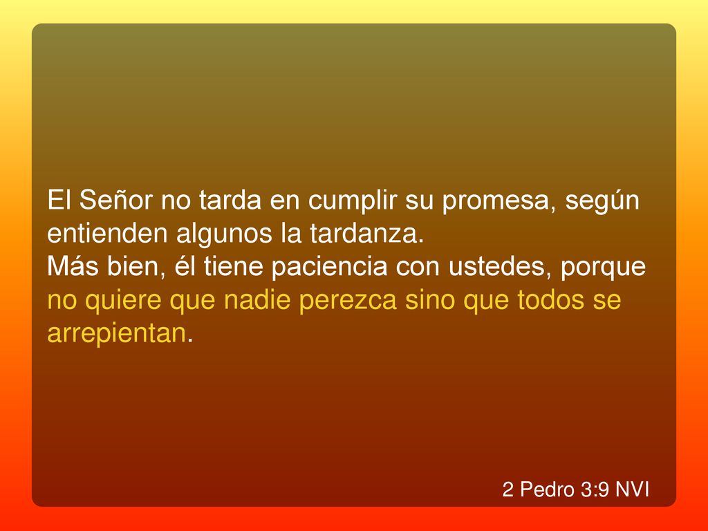 El Señor no tarda en cumplir su promesa, según entienden algunos la tardanza.
