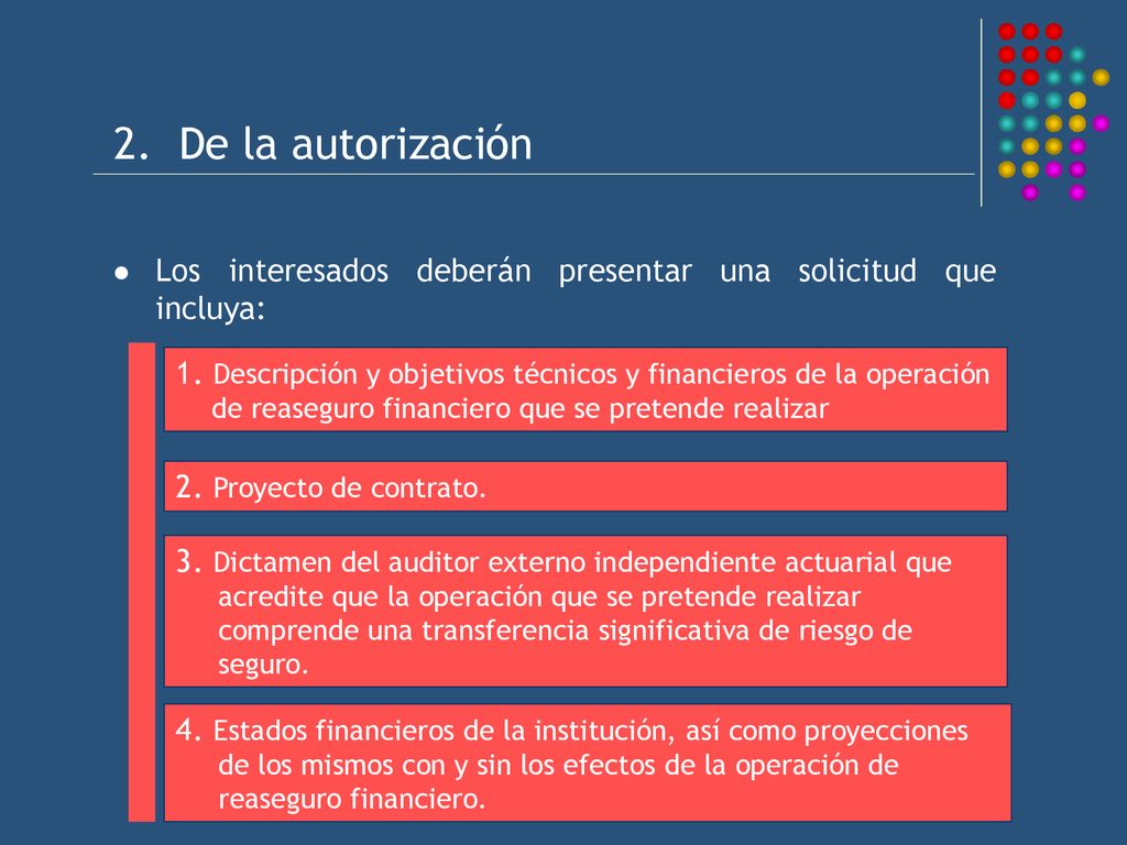 2. De la autorización Los interesados deberán presentar una solicitud que incluya: