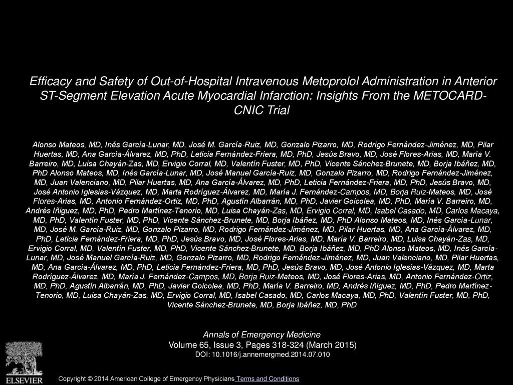 Efficacy and Safety of Out-of-Hospital Intravenous Metoprolol Administration in Anterior ST-Segment Elevation Acute Myocardial Infarction: Insights From the METOCARD- CNIC Trial