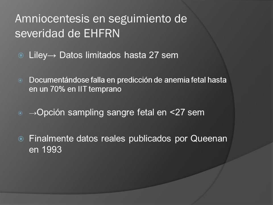 Amniocentesis en seguimiento de severidad de EHFRN