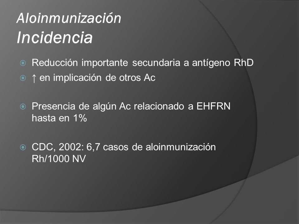 Aloinmunización Incidencia