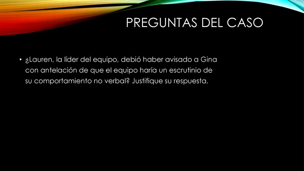 Preguntas del caso ¿Lauren, la líder del equipo, debió haber avisado a Gina. con antelación de que el equipo haría un escrutinio de.