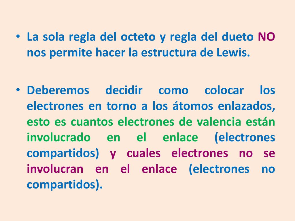 La sola regla del octeto y regla del dueto NO nos permite hacer la estructura de Lewis.