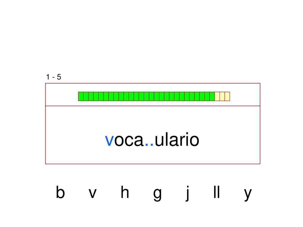 1 - 5 voca..ulario b v h g j ll y