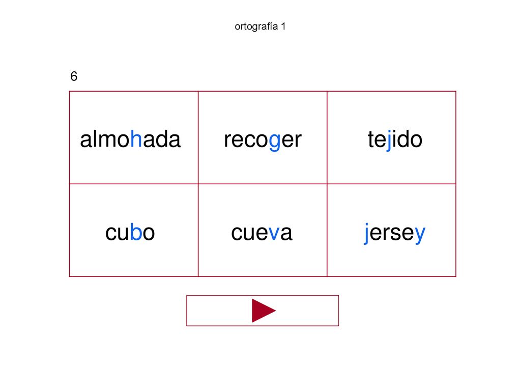 ortografía 1 6 almohada recoger tejido cubo cueva jersey