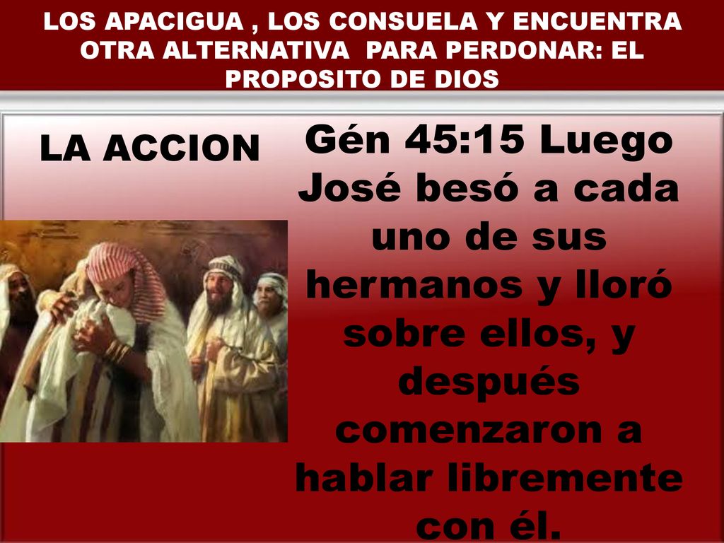 LOS APACIGUA , LOS CONSUELA Y ENCUENTRA OTRA ALTERNATIVA PARA PERDONAR: EL PROPOSITO DE DIOS