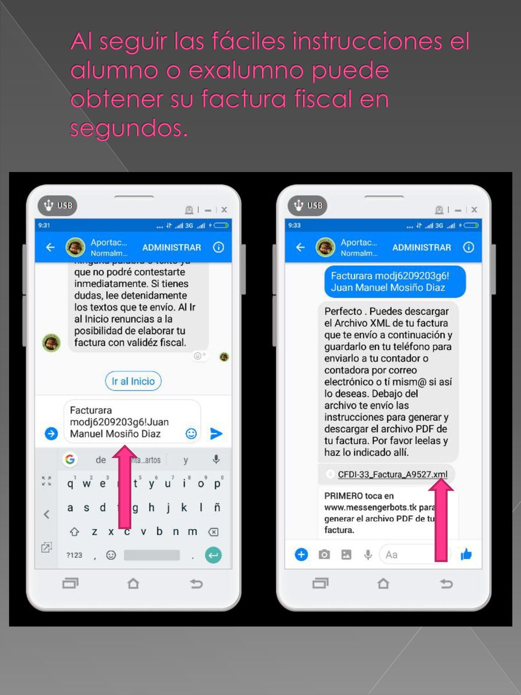 Al seguir las fáciles instrucciones el alumno o exalumno puede obtener su factura fiscal en segundos.