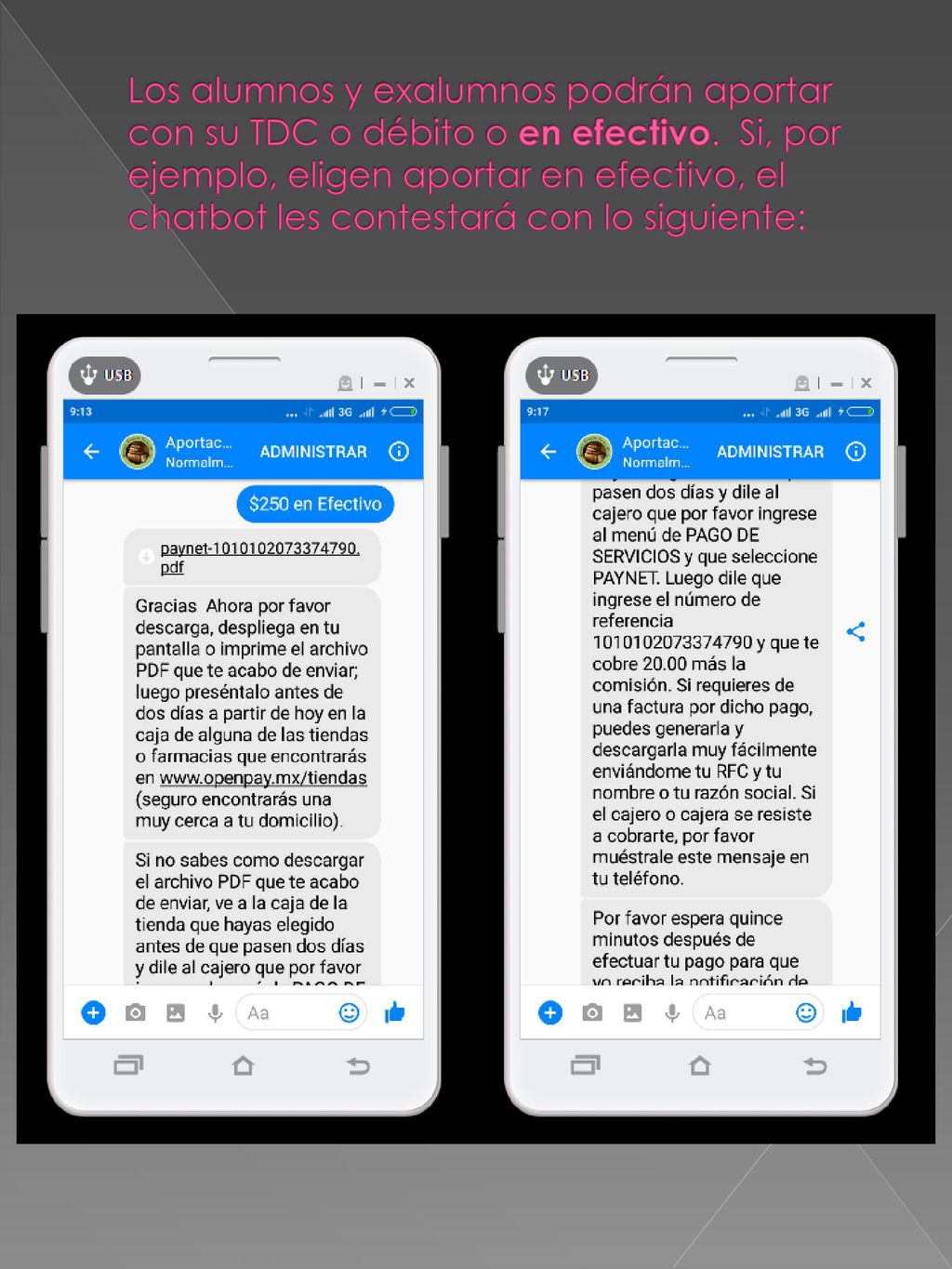 Los alumnos y exalumnos podrán aportar con su TDC o débito o en efectivo.