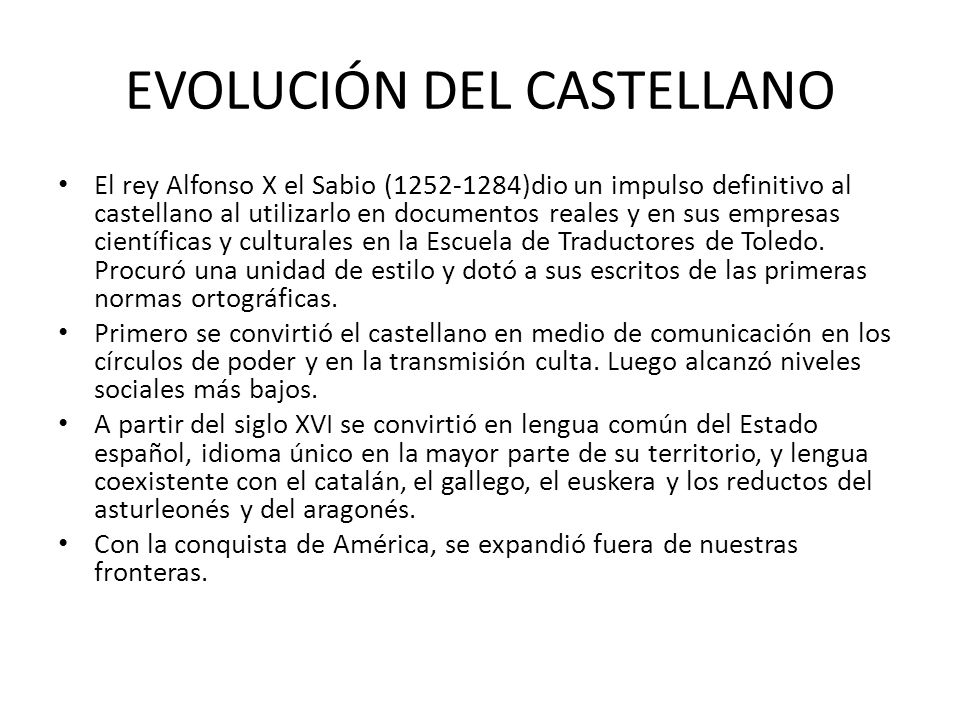EVOLUCIÓN DEL CASTELLANO