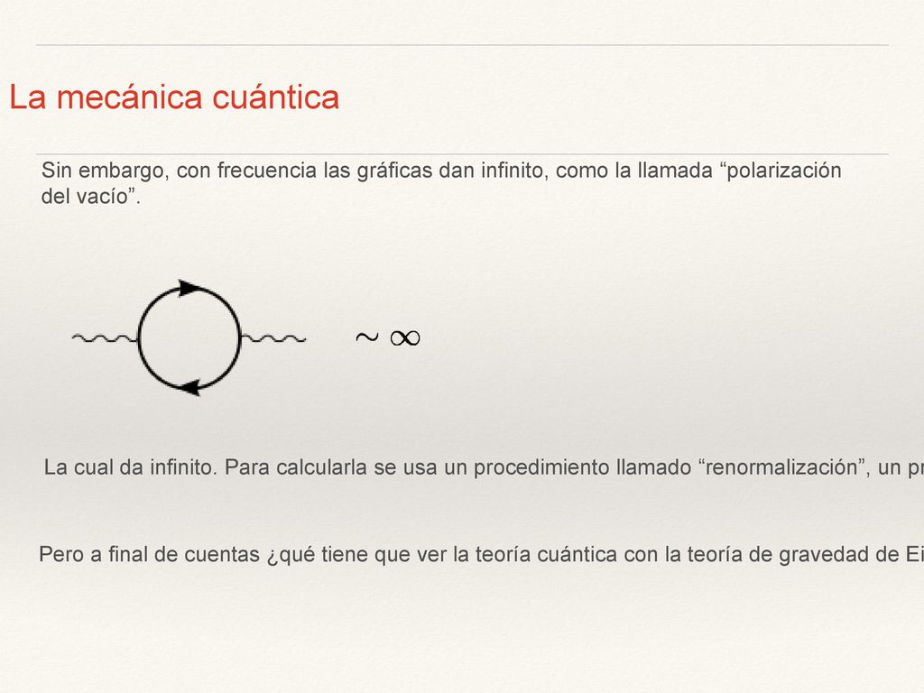 La mecánica cuántica Sin embargo, con frecuencia las gráficas dan infinito, como la llamada polarización del vacío .