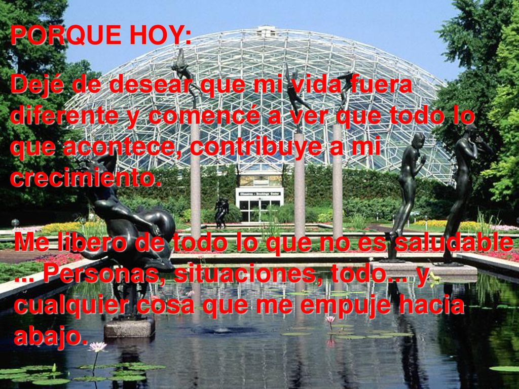 PORQUE HOY: Dejé de desear que mi vida fuera diferente y comencé a ver que todo lo que acontece, contribuye a mi crecimiento.