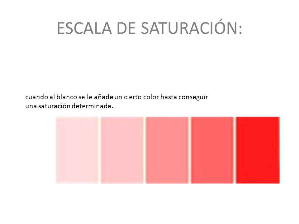 ESCALA DE SATURACIÓN: cuando al blanco se le añade un cierto color hasta conseguir una saturación determinada.