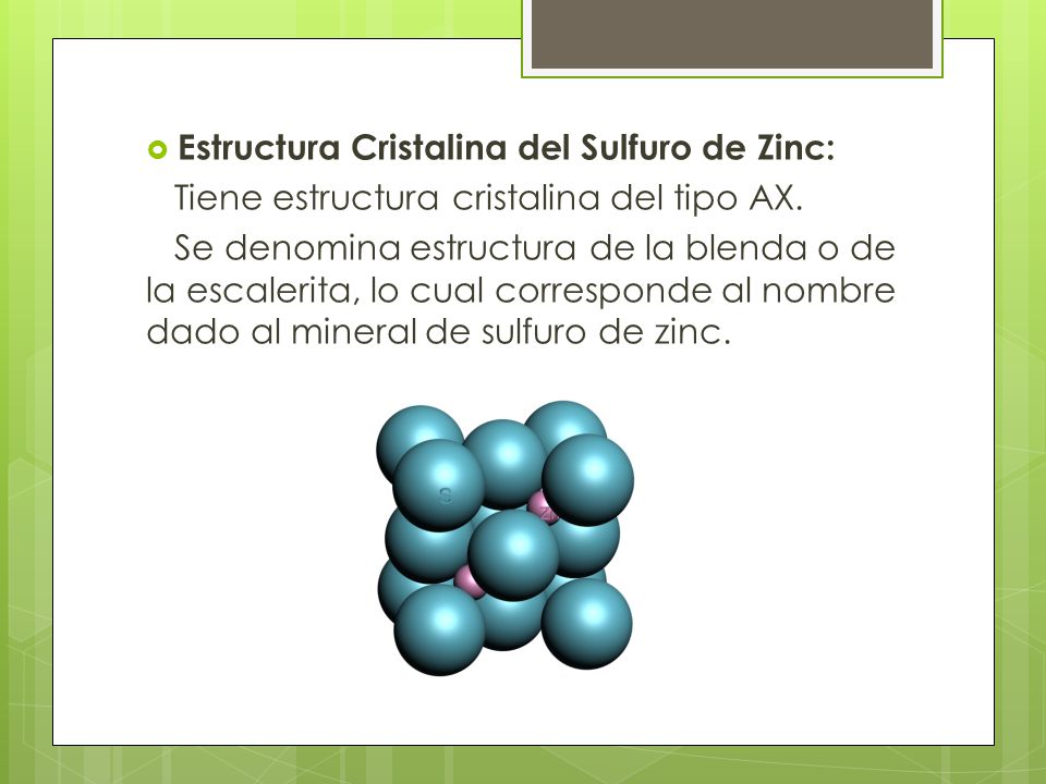 Estructura Cristalina del Sulfuro de Zinc: