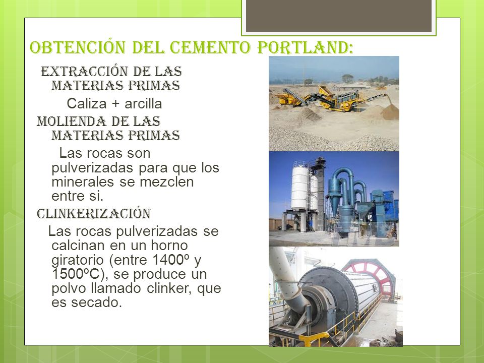Obtención del cemento portland: