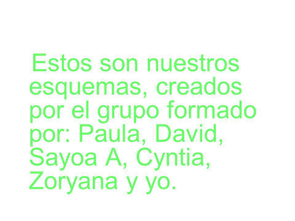Estos son nuestros esquemas, creados por el grupo formado por: Paula, David, Sayoa A, Cyntia, Zoryana y yo.