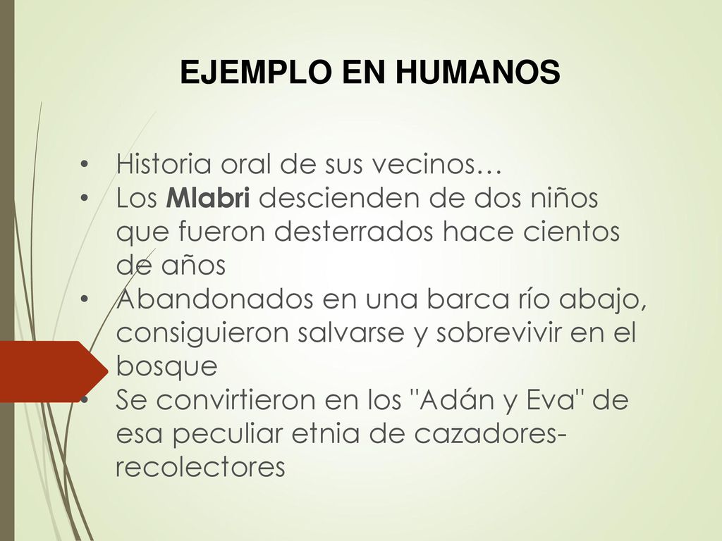 EJEMPLO EN HUMANOS Historia oral de sus vecinos…