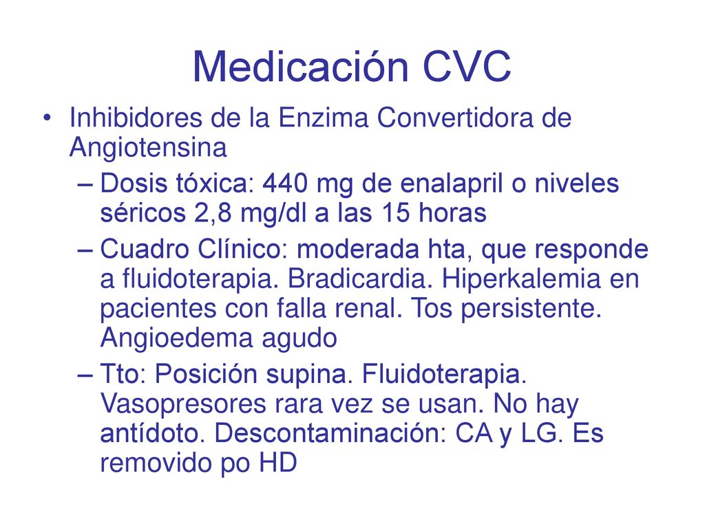 Medicación CVC Inhibidores de la Enzima Convertidora de Angiotensina