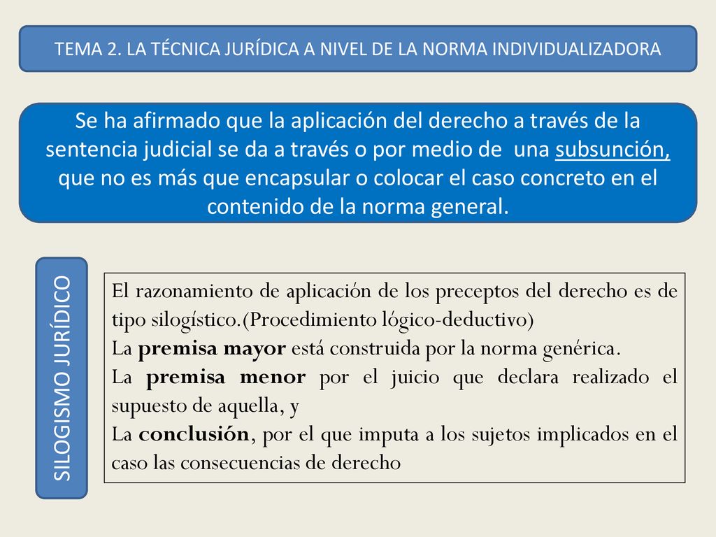 TEMA 2. LA TÉCNICA JURÍDICA A NIVEL DE LA NORMA INDIVIDUALIZADORA