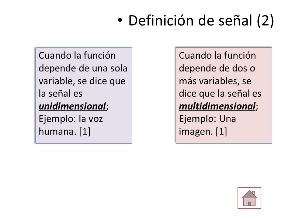 Definición de señal (2) Cuando la función depende de una sola variable, se dice que la señal es unidimensional; Ejemplo: la voz humana. [1]