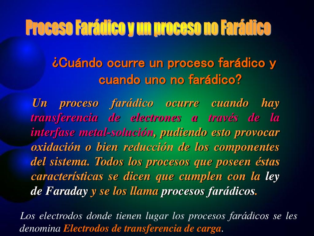 ¿Cuándo ocurre un proceso farádico y cuando uno no farádico