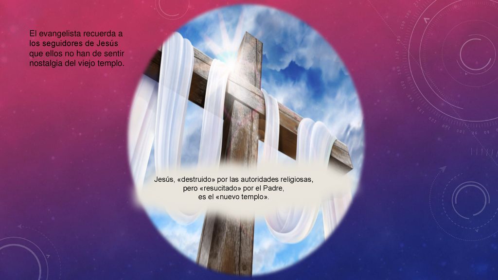 El evangelista recuerda a los seguidores de Jesús que ellos no han de sentir nostalgia del viejo templo.
