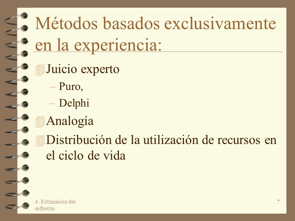 Métodos basados exclusivamente en la experiencia: